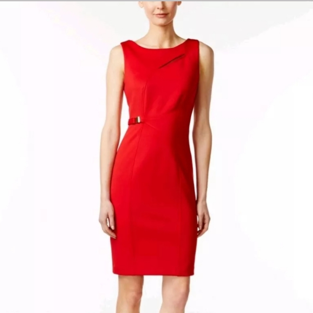 NWT Calvin Klein Red Cut Out Sheath Dress
